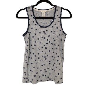 Lucky Brand Gray Navy Star Print Sleeveless Tank Top Size S